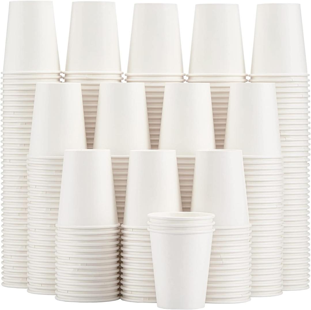 Lamosi 300 Pack Paper Cups 8 oz, Disposable Coffee Cups, Paper Coffee Cups 8 oz, White Hot/Cold Beverage Drinking Cup for Water, Juice or Tea, Office Party Home Travel