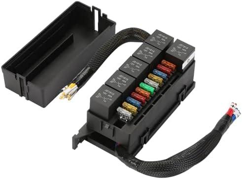 Pre-Wired Fuse Relay Box, 6 Slots 12V 40A Relays with 4-Pin, 11-Way ATC/ATO Blade Fuse Holder Block Kit for Automotive Car Truck Marine Boat Jeep RV (6 Relays + 11 Fuses Included)