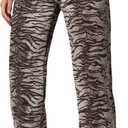 WDIRARA Women's Zebra Print Jeans Low Rise Straight Leg Hip Hop Y2k Denim Pants, 26