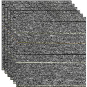 24 * 24in Self-Adhesive Carpet Tiles, Peel and Stick Floor Squares for Home Office, Removable Decorative Rug Mat, Easy Install, Sound Absorbing (10Pcs Light Grey)