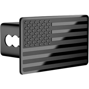Trailer Hitch Cover for 2 Inch Receivers, Heavy Metal American Flag Hitch Cover for Trucks Accessories (Black)