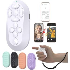 Wireless Remote Controller for iOS/Android Bluetooth Remote Control for TikTok Scrolling/Camera/Video Recording/Kindle App (White)