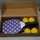 Paddles Pickleball Set of 4 Paddles Blue&Red, 4 Indoor&Outdoor Balls and 1 Carry Bag, Wood Pickleball Paddles for Beginner, Pickleball Rackets with Ergonomic Cushion Grip