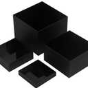 Acrylic Cube Display Boxes Pedestals, Black Platform with Hollow One Open Side, Stackable Nesting Risers Stands Shelf for Collectibles