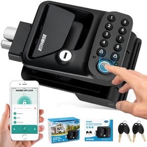 Kohree Upgraded RV Door Lock Keyless Entry, 4-in-1 RV Door Locks Replacement with APP, Fingerprint, Password, Keys, Bluetooth RV Keyless Entry Door Lock for Trailer Camper RV Travel Trailer Door Latch