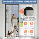 METAONLY Fiberglass Magnetic Screen Door Mesh Fits 30" x 80" Door - Curtain Size 32" x 82", Works for Patio, Sliding Door, Keeps Bug Mosquito Out, Fresh Air Flow, Black