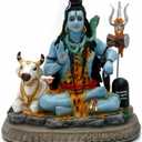alikiki Indian God Lord Shiva Statue - Gifts for Indian Hindu 6.7" H Shiva Idol W/Cow Indian Return Gifts Yoga Studio Meditation Room Spiritual Decor Home Office Mandir Altar Pooja Item