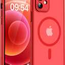 TOCOL for iPhone 12 Case, Compatible with Magsafe, Full Camera Protection, Built-in Magnetic Ring, Translucent Matte Phone Case for iPhone 12 6.1 inch (Red)
