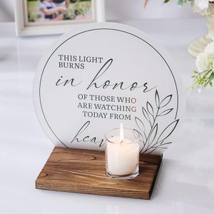 AW BRIDAL Memorial Candle in Loving Memory Wedding Sign Memory Table Sign for Wedding, Sympathy Gifts Memorial Bereavement Condolence Gifts for Loss of Loved One Mother Father Dad (Pattern 4)