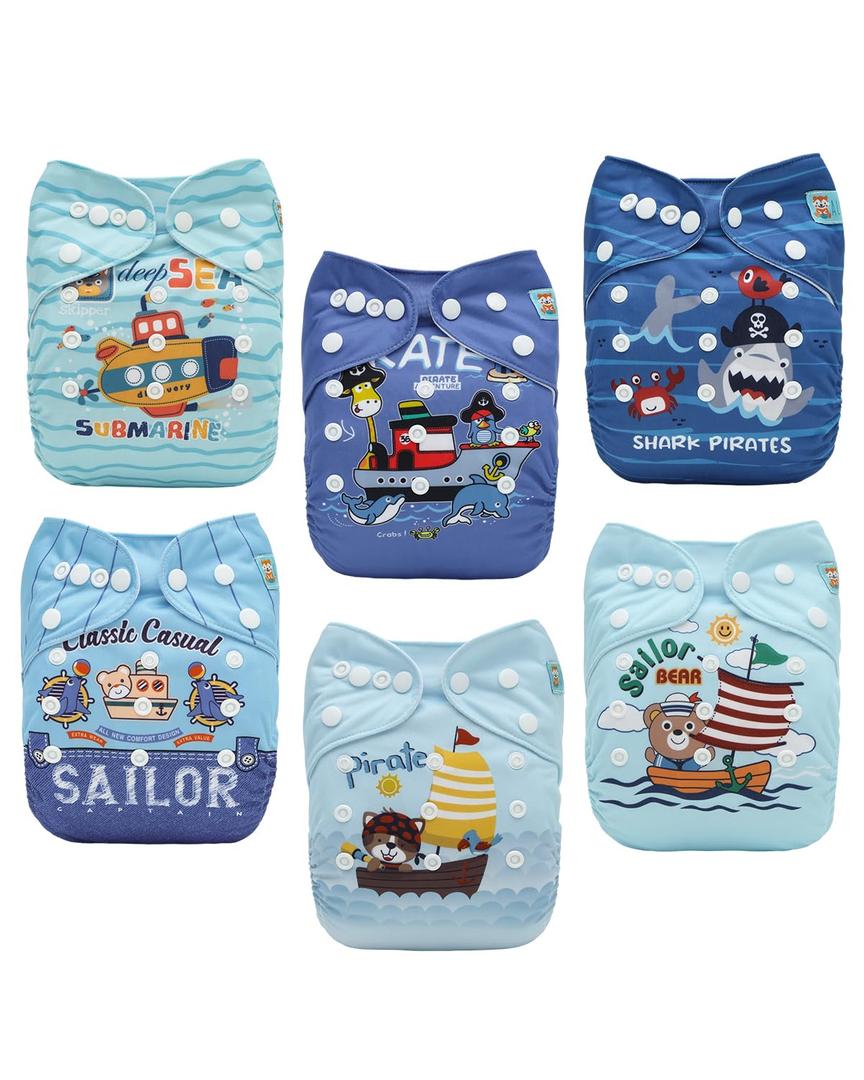 ALVABABY Baby Cloth Diapers 6 Pack with 12 Inserts Cloth Diaper Covers Adjustable Washable Reusable for Baby Girls and Boys
