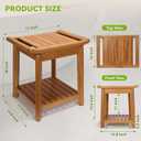 Teak Shower Stool 17" for Inside Shower, HeavyDuty Shower Bench Seat | Non-Slip Shower Stool with Storage Shelf, Waterproof Shower Chair for Seniors & Post Surgery, Safe Bathing & Everyday Comfort