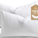 DWR Set of 2 Feather Down Throw Pillow Inserts 14x24 with Organic Cotton Cover, Feather Rectangular White Decorative Pillow Inserts for Bed, Sofa, and Couch