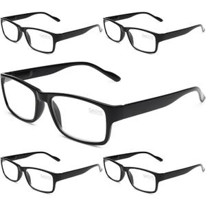 Gaoye Reading Glasses Men/Women, Eyeglasses, Blue Light Readers for Men/Women, Computer Eye Glasses, Cheaters (B1-5 Pack Light Black)