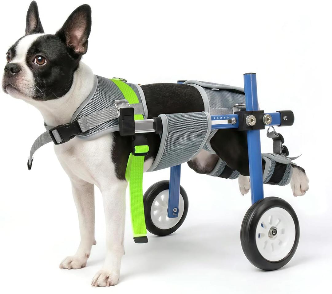 Lightweight and Adjustable Dog Wheelchair for Back Legs, Dog Carts with Wheels for Disabled Dogs, Thick Harness Support Mobility Cart for Pets (Blue, XSLW)
