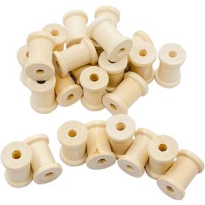200 Pieces Solid Wood Spools Unfinished Wooden Barrel Spools for Crafts (1x11/16 in)