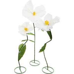 3pcs Giant Artificial Flower Poppy Floor Standing 4.6ft / 5.2ft /5.9 ft, Adjustable for Wedding Decoration Reception, Background Backdrop Photo Props, Shop Window (White)