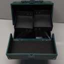 Makeup Train Case 2 Trays Makeup Box Organizer Portable Travel Makeup Case Lockable Makeup Storage Organizer Cosmetic Box for Jewelry Nail Tech Brushes Accessories Tool,Green Pro