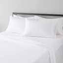 Amazon Basics Lightweight Super Soft, Wrinkle-Free, Breathable Microfiber 4-Piece Bed Sheet Set with 14-Inch Deep Pockets, Full, Bright White, Solid