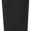 Mind Reader 60L Slim Laundry Hamper, Clothes Basket, Lid, Wicker Design, Plastic, 17.65"L x 13.75"W x 24.15"H, Black