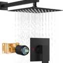 Shower Faucet Set,Shower Head and Handle Set with Valve,Single Handle,Wall Mount 10 Inch Showerhead for Modern Bathroom,Matte Black