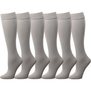 Falari 6-Pack Women Trouser Socks with Comfort Band Stretchy Spandex Opaque Knee High (Gray) Size 9-11