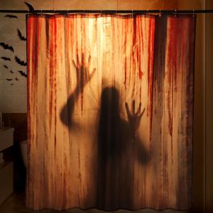 Halloween Shower Curtain Set: Spooky Female Blood Ghost Shadow Halloween Bathroom Shower Curtain with Hook, Bloody Handprint Haunted House Fabric Shower Curtain for Bathroom Decorations Indoor, 72 x 72 inches