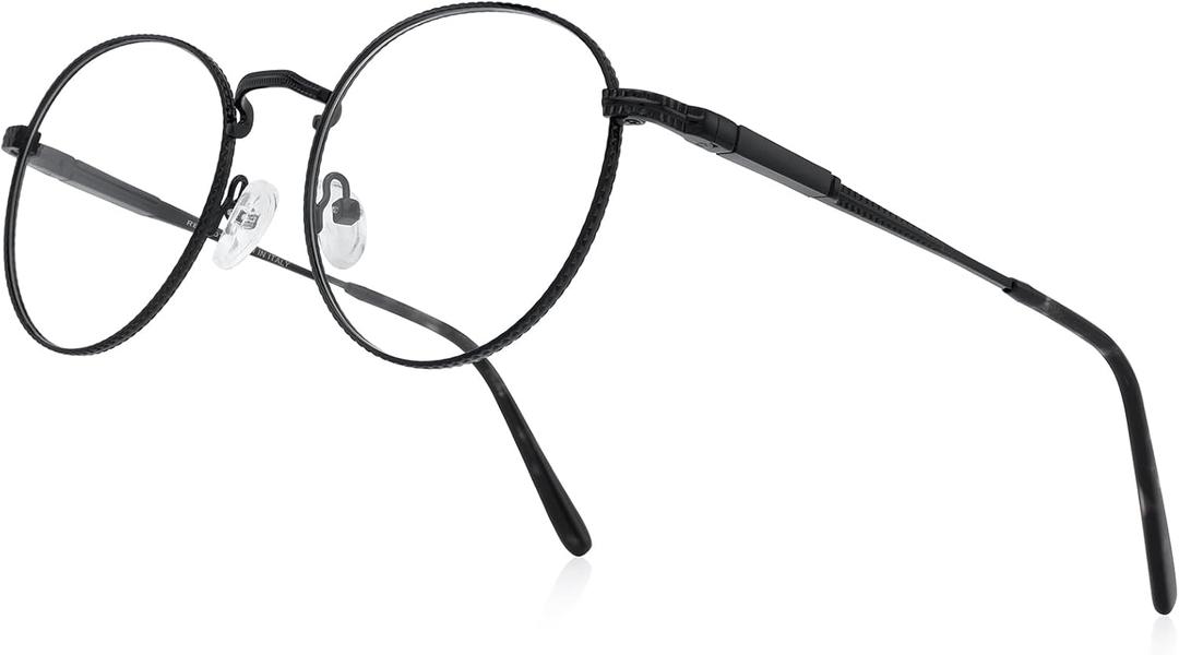 Round Reading Glasses for Women Men Vintage Retro Blue Light Blocking Computer Readers (Black)