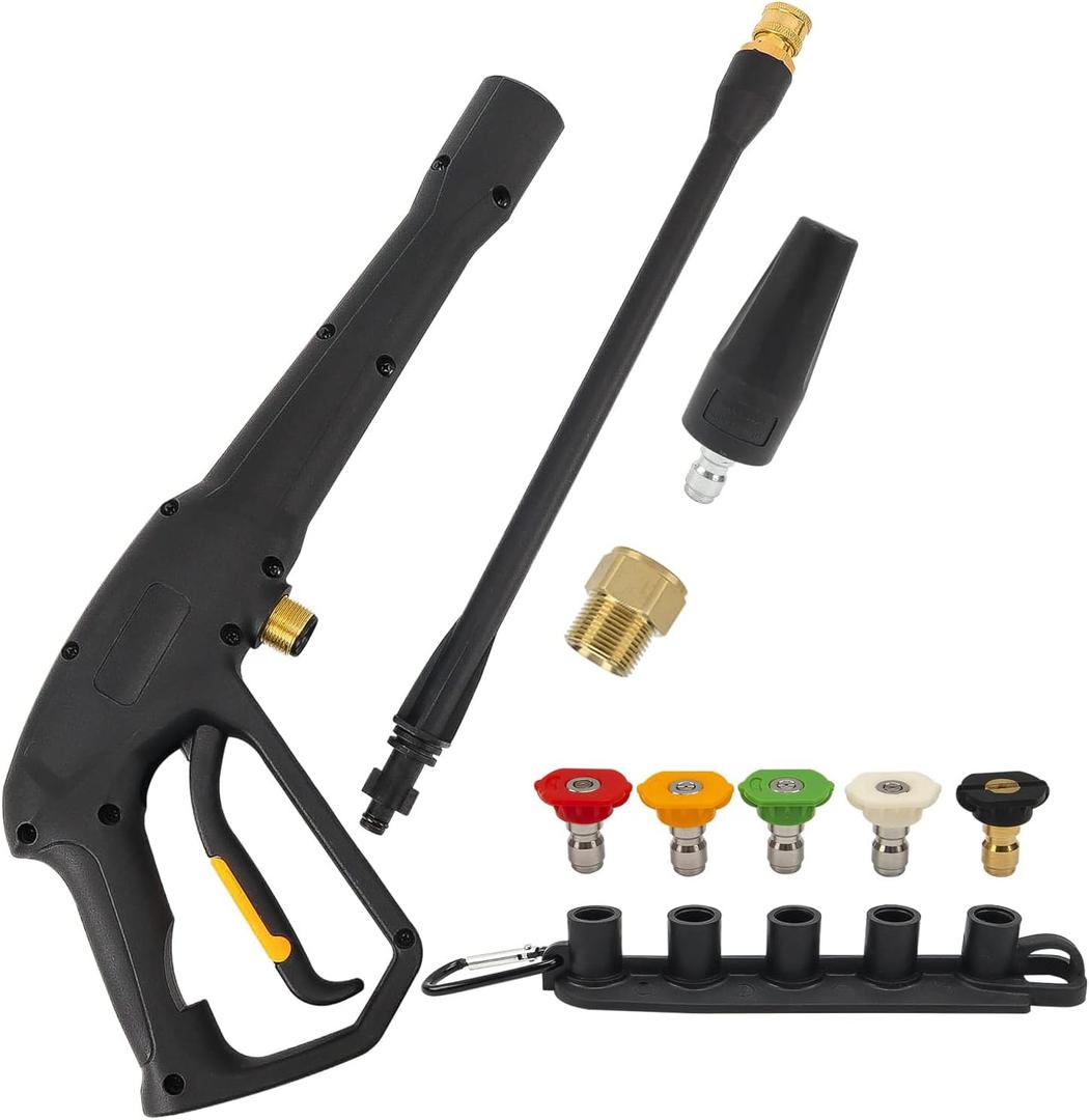 Bear Force Replacement Spray Gun with Extension Wand & 5 Spray Tips & Turbo Nozzle, Compatible with Some of Greenworks Karcher Ryobi Homelite Powerstroke Electric Pressure Washer Max 1900 PSI