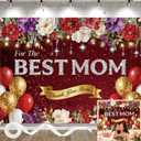 Mothers Day Backdrop 8x6FT Happy Mothers Day Banner with Ribbon, Large Polyester Mothers Day Banner with 4 Brass Grommets for Mothers Day Party Decorations Photography Background