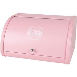 KL X458 Pink Bread Box Roll Top, Metal Bread Box for Kitchen Countertop, Large Capacity, Keeps Bakery Items Fresh Longer, Bread Bin for Kitchen Countertop, Breadbox to Store Cookies, Bagels, Muffins