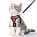 NCMAMA Cat Harness and Leash Set for Walking Escape Proof, Soft Adjustable Kitten Harness Breathable Mesh with Reflective Strips Harness for Kitty Puppy Bunny(Black,XS)