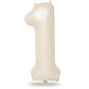 40 Inch Beige Number 1 Balloon for 1st Birthday Decoration, Large Self Inflating Cream Foil Number Balloons 0-9 for Boys Girls, White Sand 1 Helium Balloons for Women Men Party Anniversary Supplies