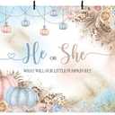 7x5ft Gender Reveal Backdrop He or She What Will Our Little Pumpkin Be Background Pink Blue Pumpkins and Flowers Decorations Banner for Photography