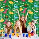 Dinosaur Themed Birthday Party Decorations 2 Pack Tinsel Foil Fringe Curtain Children Baby Shower Parties Supplies Green Photo Booth Prop Backdrop Streamer for Kids 3.3x6.6FT