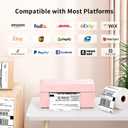 JADENS Bluetooth Thermal Shipping Label Printer Wireless 4x6 Shipping Label Printer, Compatible with Android, iPhone, Windows & Mac, Widely Used for Ebay, Amazon, Shopify, Etsy, USPS(Pink)