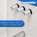 3 x Dreyoo 3 Piece Metal Shower Knob Replacement Compatible with Price/Pfister Verve Tub Shower, Bathtub Faucet Handle Remodel Trim Kit Include 1 Hot 1 Cold 1 Diverter and 3 Screws(Polished Chrome)