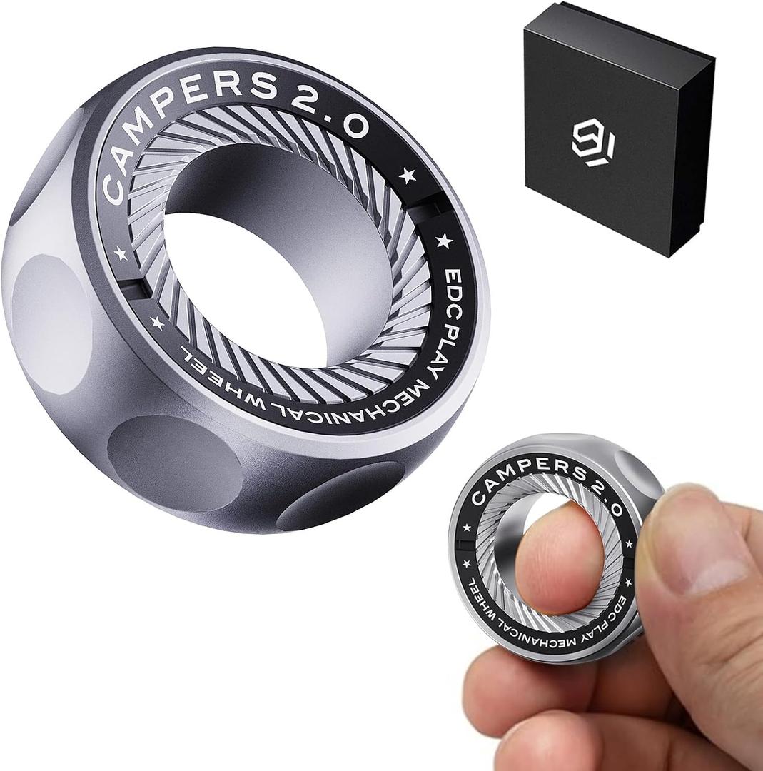 Fidget Spinner for Stress Relief DIY Magnetic Fidget Ring with Engaging Sounds, EDC Stainless Steel Toys for Adults & Teens, Perfect for Work, Study, Waiting, Gift and Stocking Stuffer, Standard