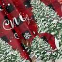 Christmas Tie Up Window Valances for Kitchen, Snowman Rod Pocket Curtain Valance Let it Snow Black Red Buffalo Plaid Window Topper Decor Xmas Tree Valance Curtains for Living Room, Bedroom, 54" x 18"