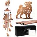 Pug Wind Chimes, Pug Gifts for Pug Lovers Women Men, Dog Metal Windchimes, Outdoor Memorial Housewarming Birthday Gifts, Patio Décor