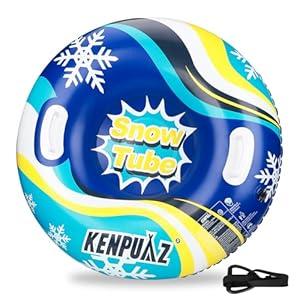 YOUWANLI Inflatable Snow Tubes for Adults & Kids - Heavy Duty Winter Snow Sleds with 2 Handles, Pull Ropes & Quick Air Release Valves for Snow Tubing, Sledding & Winter Sports(36in-Blue)