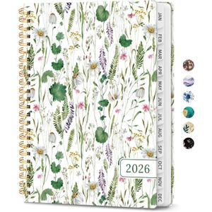 2026 Planner, Weekly and Monthly Planner for Women, January 2026 - December 2026, Hardcover 2026 Calendar Planner Book with Tabs, Inner Pocket, Spiral Bound, Perfect for Office Home School Supplies - A5 (6.3" x 8.5"), Spring Flowers