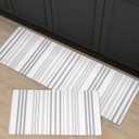 FRESHMINT Farmhouse Stripe Anti-Fatigue Kitchen Mat Set of 2, Cushioned Foam Kitchen Mats for Floor, Waterproof Non Slip Comfort Mat, Modern Kitchen Rug for Kitchen Decor, Sink, Laundry, Office (Grey)