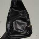 Peicees Leather Sling Bag Mens Crossbody Bag Chest Bag Sling Backpack for Men with USB Charge Port