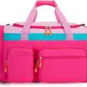 Large Kids Duffle Bag for Travel, Overnight, or Weekender, 22" inch (Pink Rose), 22.0"L x 12.0" H x 12.0"W