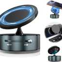 2 x 360 Rotatable Vacuum Magnetic Phone Holder for Car, One-Hand Operation Suction Phone Mount, Strong Magnetic Car Phone Stand for iPhone, All Smartphones (Gym/Airplane/Gym/Desktop/Any Surface) (Gray)