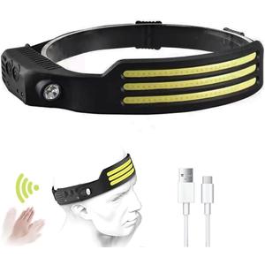 LED Headlamp Rechargeable,Headlamp 1200L White Light 5 Modes,270° Wide Angle Lighting,1200mAh Battery,Soft Silicone,Adjustable Headband,Suitable for Running,Fishing,Cycling,Climbing,Car Repai