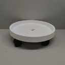 14.2 Inch Planter Caddies Rolling Saucer Caddy with Wheels, Heavy Duty Wheeled Stand for Potted Plant, Round Coaster Roller Base Tray with Casters, Flower Pot Dolly Holder for Indoor Outdoor (White)