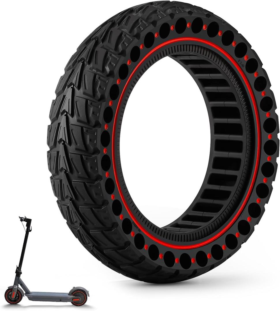 HAONAIMO 10 Inches x 2.5 Solid E Scooter Tires - Replacement Wheels 60/70-6.5 for Ninebot Max G30/G30D/G30E/G30LP - Electric Scooter Rubber Tires - RED