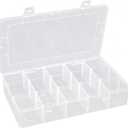 Hlotmeky Plastic Organizer Box with Dividers Bead Organizer 15 Large Grids Tackle box Organizer Clear Snackle Box Container