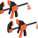 HORUSDY 6-Inch Bar Clamps for Woodworking, 2-Pack Quick Grip Clamps, Heavy-Duty F-Clamp & Spreader, Trigger Clamp with 150 LBS Load Limit for Woodworking, Carpentry, and DIY Projects